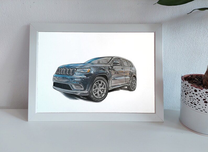 JEEP Grand Cherokee Poster Realistic Car Drawing Print | Etsy