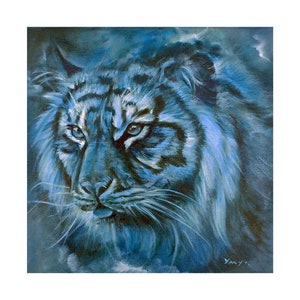 Tiger Painting Original Art Oil on Canvas Animal Wildlife Art 10&quot; x 10&quot; by PaintingByUM