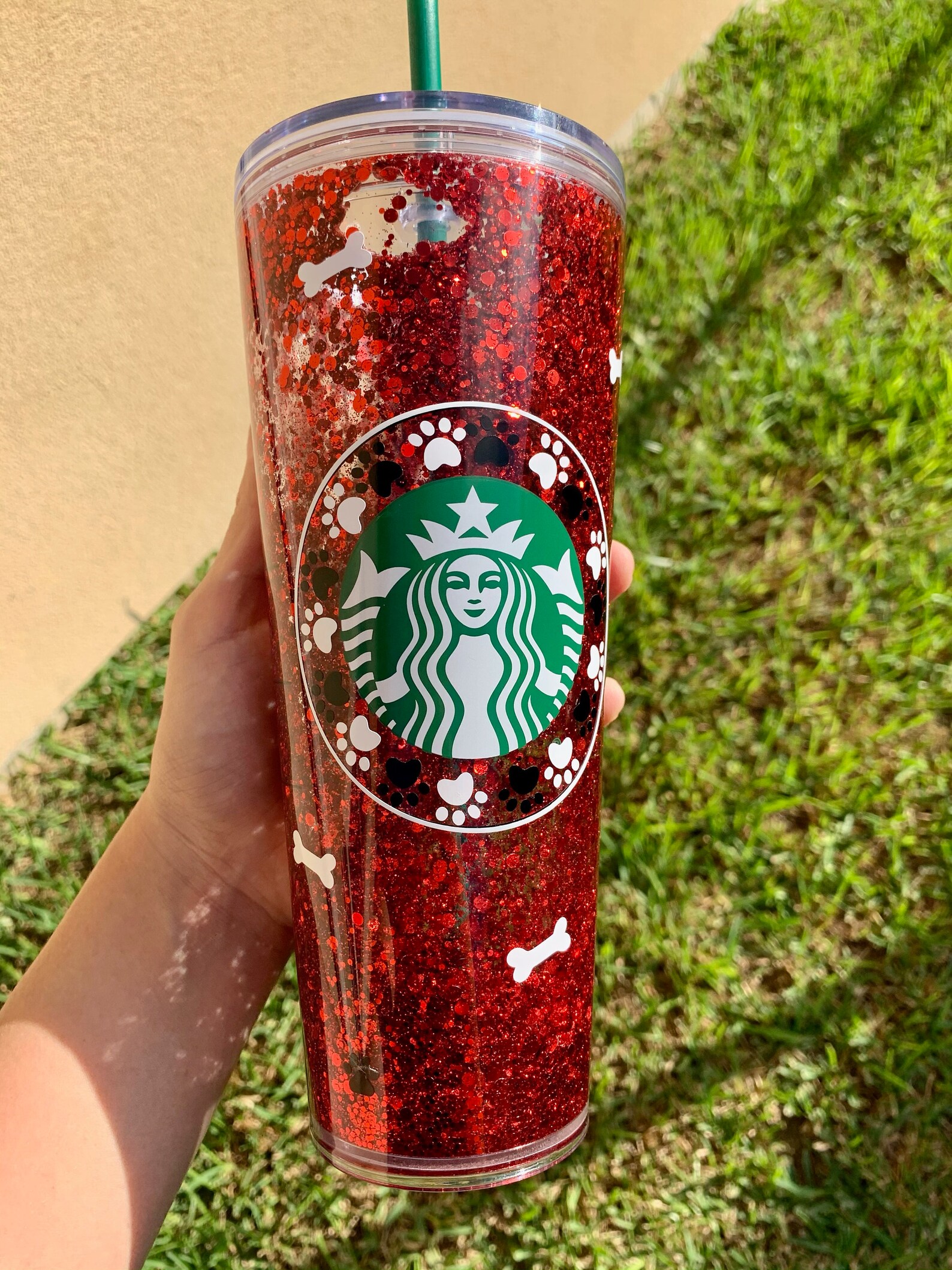 24 Oz Venti Custom Glitter Tumbler Starbucks Snowglobe Cup Etsy