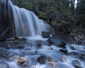 Waterfall Photo Art Print - Jasper Waterfall Evening Light