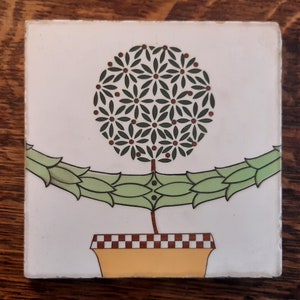 Antique Art nouveau/ Deco German tile of a tree from  about  1920