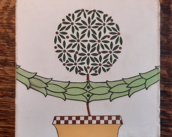 Antique Art nouveau/ Deco German tile of a tree from  about  1920