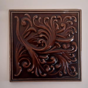 Antique tile Pilkingtons Art Nouveau swirls from about 1900