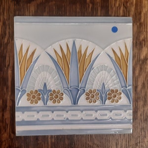 Antique tile Art Nouveau /Art Deco tile possible of fans and flowers about 1910