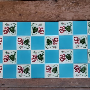 Antique tile Art Nouveau ten tile panel from about 1920