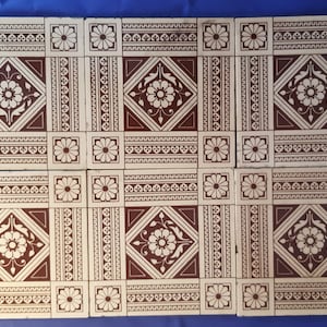 Antique tiles Aesthetic Mintons six tile geometric panel about 1890