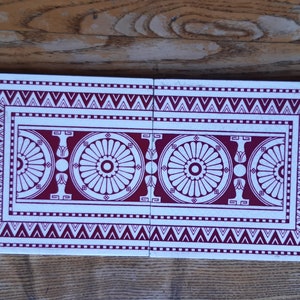 Antique tiles Aesthetic Mintons  geometric Maroon pair about 1890