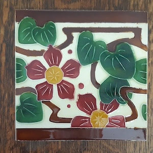Antique tile Art Nouveau design from about 1905 by Boch Freres