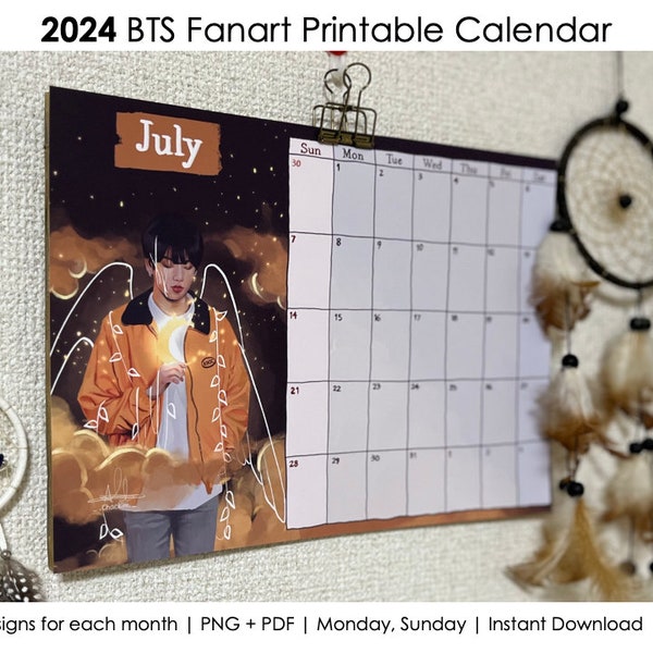 Bts 2024 Printable Calendar Etsy