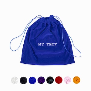 Stickerei Samt Staubbeutel handgefertigt in den USA Benutzerdefinierter Text High-End-Qualität Handtasche Aufbewahrungstasche Geschenktüte Verpackung