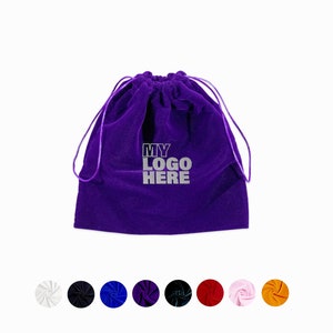 Bolsa de polvo de terciopelo con bordado de su logotipo, hecha a mano en EE. UU., bolsa de almacenamiento personalizada de alta calidad para bolso, bolsa de regalo, embalaje