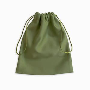 Handmade Kaki Green Satin Dust Bag: Travel Storage, USA Made