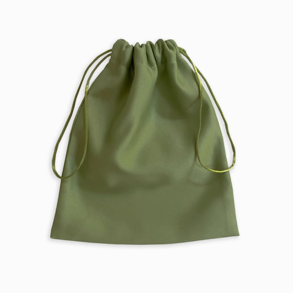 Kaki Green Olive Satin Dust Bag - Extra Small to Extra Large - handmade in USA - Storage bag, Handbag, Sneakers, Gift, Travel, Packaging