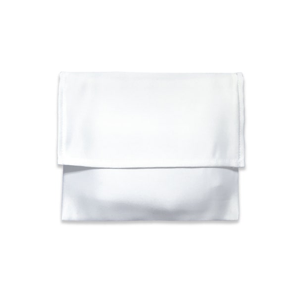 White Satin Flap Envelope Bag - Extra Small to Extra Large - handmade in USA - Storage bag, Gift, Travel, Packaging Premium, Pouch