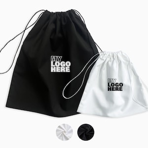 Juego de 10/25/50/100 Logo de bordado personalizado 100% bolsa de algodón hecha a mano en EE. UU. Calidad de gama alta Descuento por volumen Embalaje de bolsa de regalo a granel