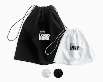 Set of 10/25/50/100 Custom Embroidery Logo 100% Cotton Dust Bag Handmade in USA High End Quality Volume Discount Bulk Gift Bag Packaging