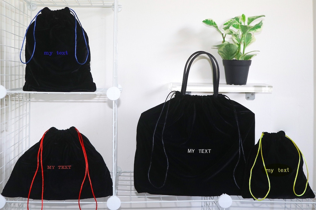 Embroidery Velvet Dust Bag Handmade in USA Custom Text High End Quality