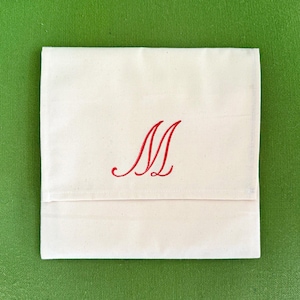 Bolsa con solapa de algodón 100 % grueso con monograma bordado personalizado, hecha a mano en EE. UU., bolsa de almacenamiento de alta calidad, bolsa de regalo, embalaje