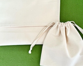 Bolsa con solapa y bolsa para polvo 100 % algodón, de gran peso, hecha a mano en EE. UU., bolsa de almacenamiento de alta calidad, bolsa de regalo, embalaje, bolso, accesorios de ropa