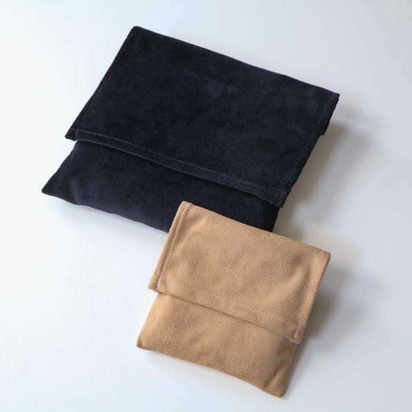 Handmade Synthetic Suede Flap Bag – Velvet Travel Storage Pouch