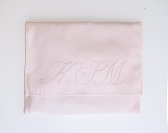 Satin Monogrammed Flap Bag: Handmade USA Storage Pouch