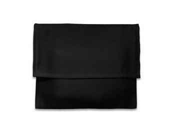 Black Satin Flap Envelope Bag - Extra Small to Extra Large - handmade in USA - Storage bag, Gift, Travel, Packaging Premium, Pouch