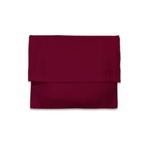 Sac enveloppe à rabat en satin rouge bordeaux - Extra Small à Extra Large - fait main aux USA - Sac de rangement, Cadeau, Voyage, Emballage Premium, Pochette