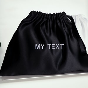 Custom Embroidery Your Text Dust Bag Handmade Quality Satin Handbag Storage Bag Gift Bag Packaging Jewerly Accessories Personalise