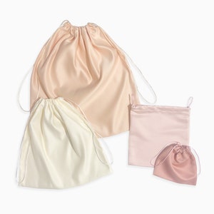 Nude Shades Seidensatin Staubbeutel Handgefertigt in den USA High-End-Qualität Handtasche Kleidung Accessoires Aufbewahrungstasche Geschenktüte Verpackung Bild 2