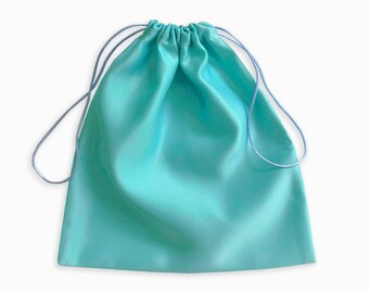 Aqua Teal Blue Satin Staubbeutel - Extra Klein bis Extra Groß - handmade in USA - Aufbewahrungstasche, Handtasche, Turnschuhe, Geschenk, Reise, Verpackung