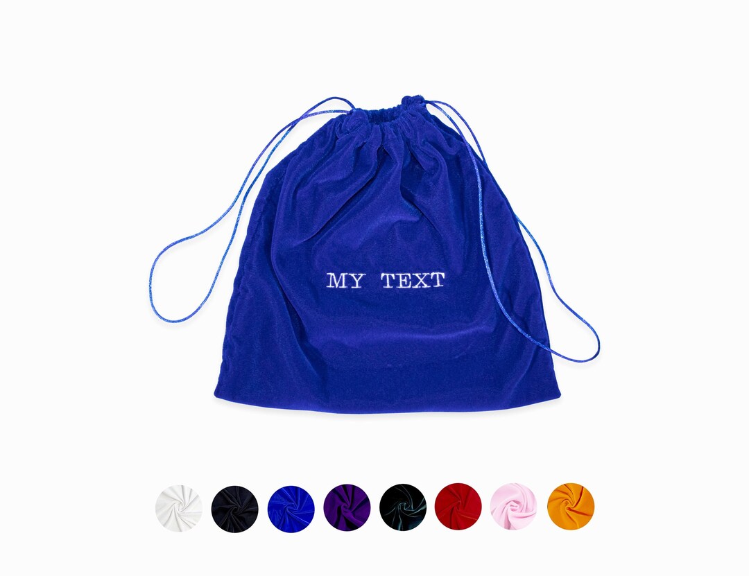 Embroidery Velvet Dust Bag Handmade in USA Custom Text High End Quality