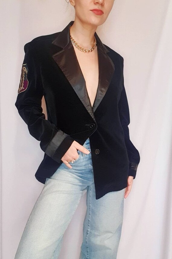 Vintage velvet oversized black blazer, jacket