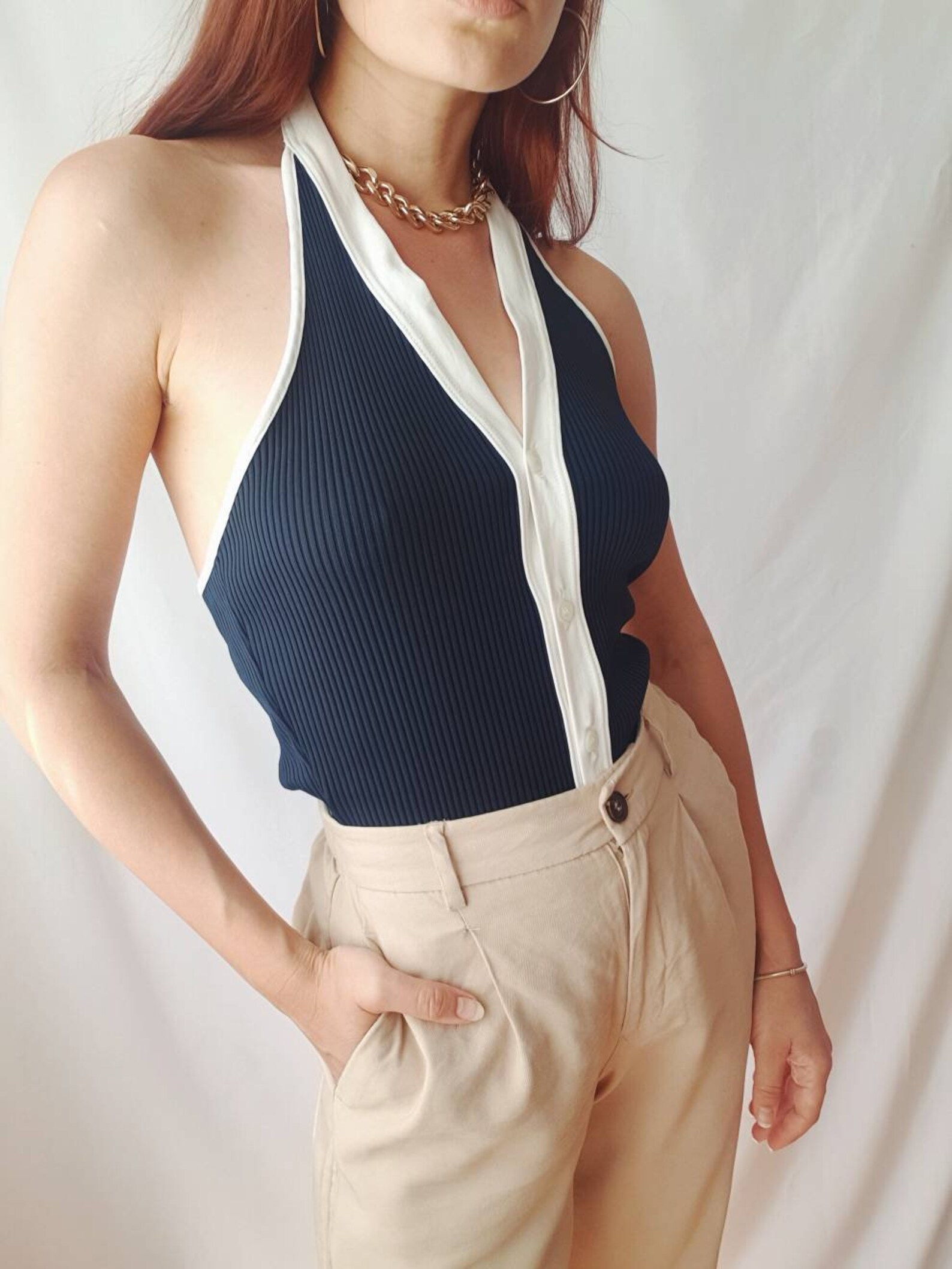 Y2k halter vest top Vintage halter neck summer top V-neck | Etsy