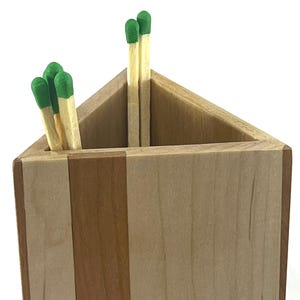 Handmade Wood Matchbox: Poplar & Cherry Fireplace Match Holder