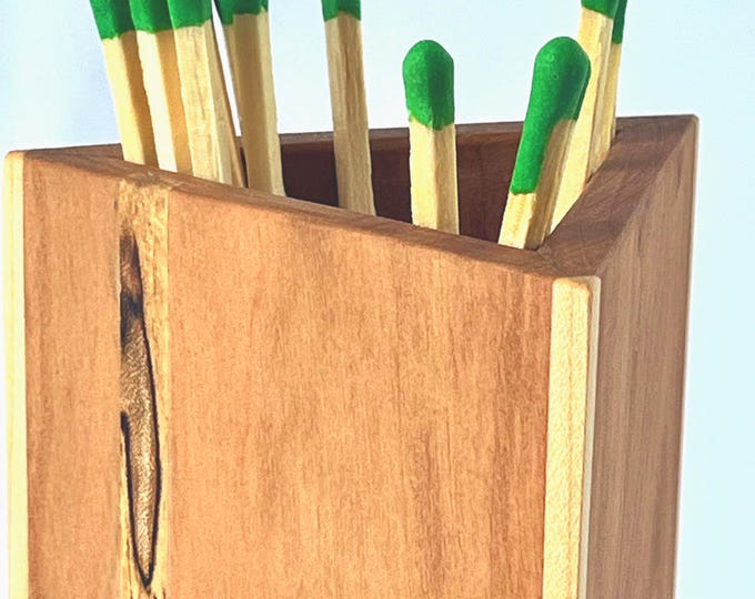 Handmade Wood Fireplace Matchbox: Cherry with Spalted Maple Accent