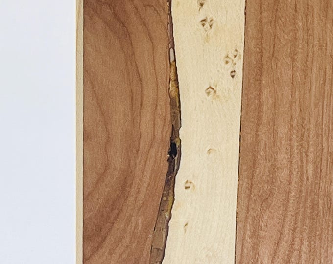 Handmade Cherry Wood Matchbox with Live Edge Birdseye Maple Accent
