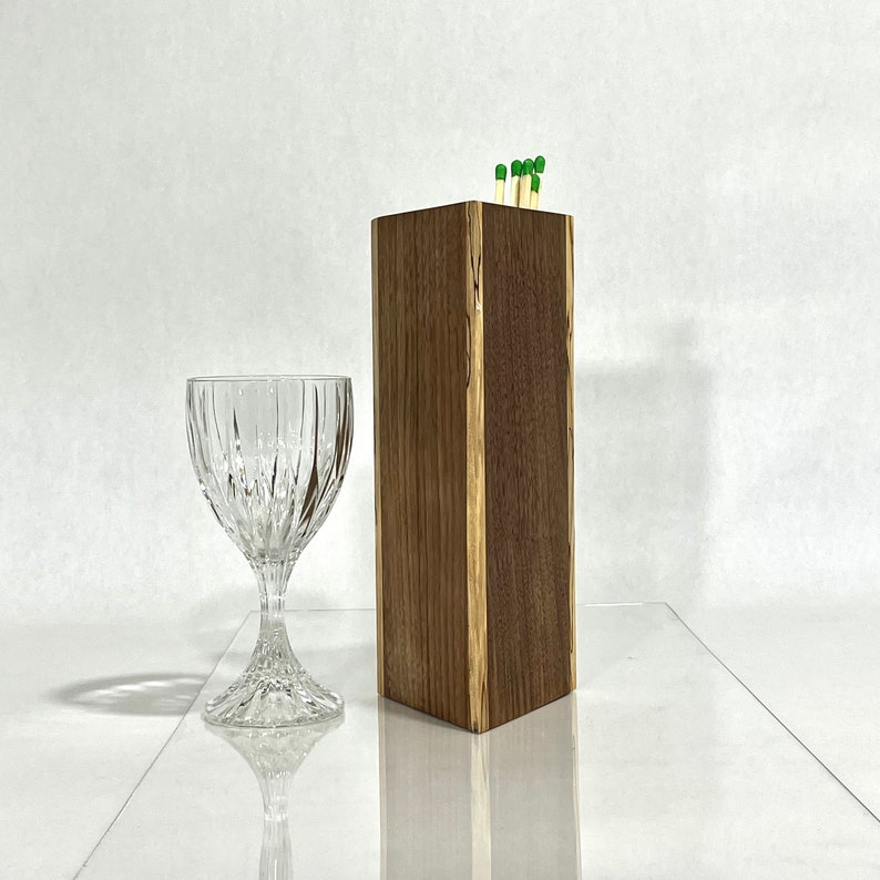 Matchbox Long Match Holder Fireplace Mantel Decor Handmade Wood