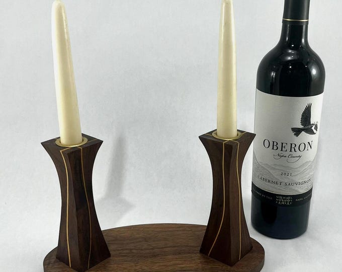 Handmade Table Centerpiece in Walnut with Basswood Accents for a Romantic Candlelit Dinner