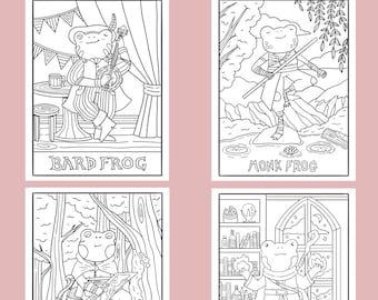 DnD Frogs Coloring Pages: Dungeons and Dragons Printable (Digital Download)