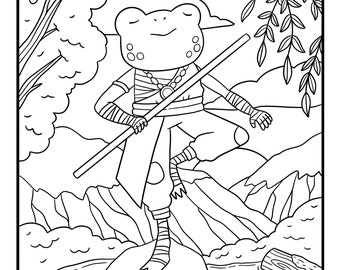 Monk Frog Coloring Page: D&D Printable (Digital Download)
