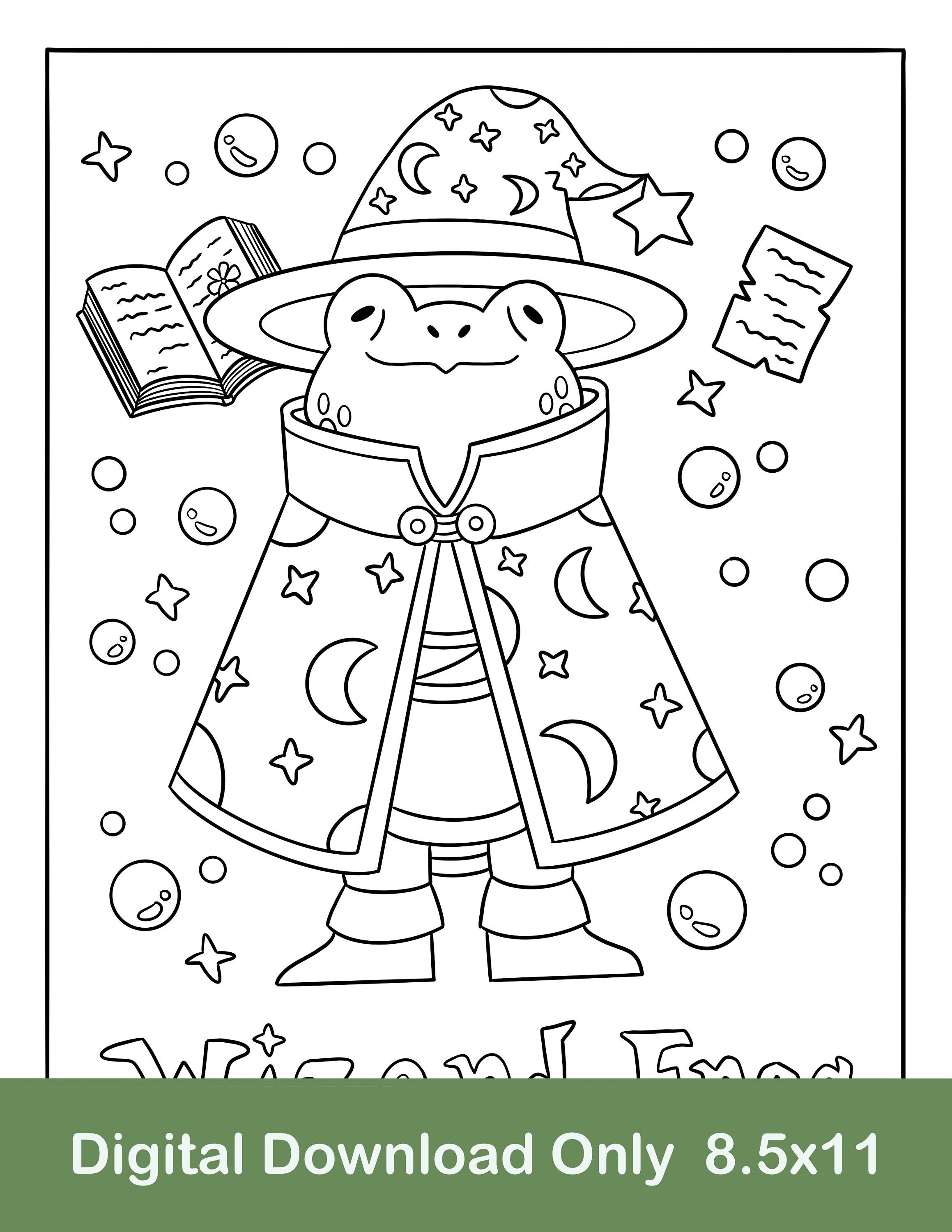 Wizard Frog Printable Coloring Page DND Coloring Page Frog Coloring ...