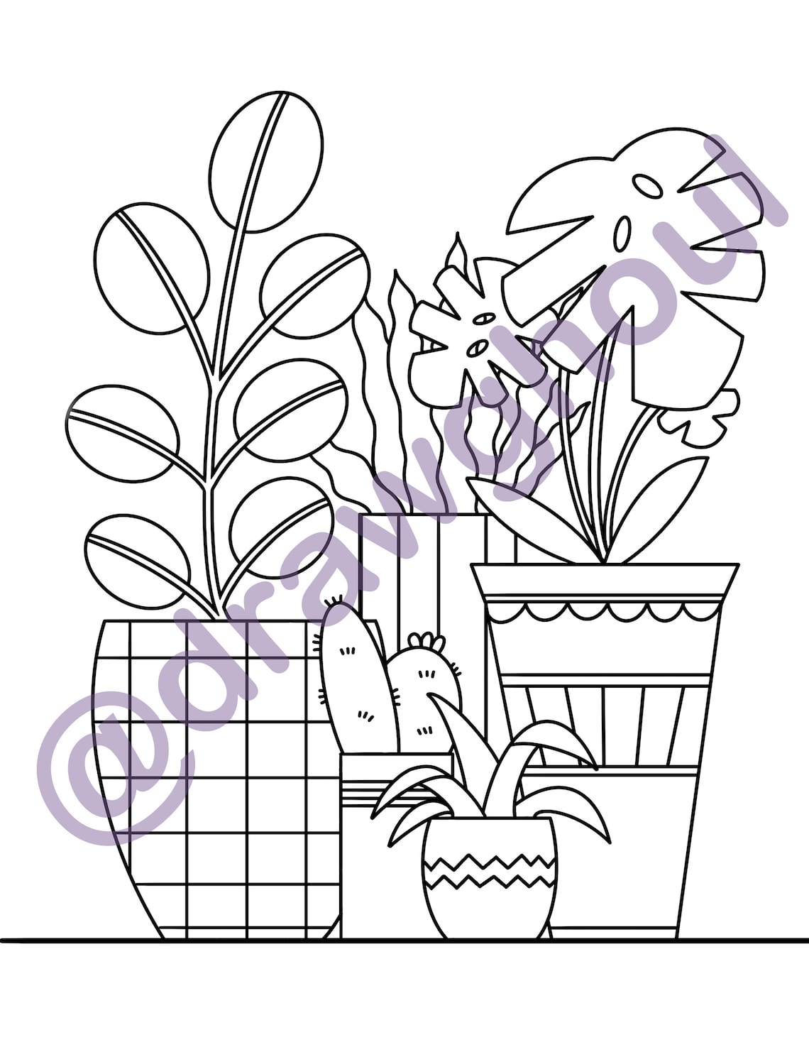 Plant Set Printable Coloring Page Plant Coloring Page Potted Plant ...