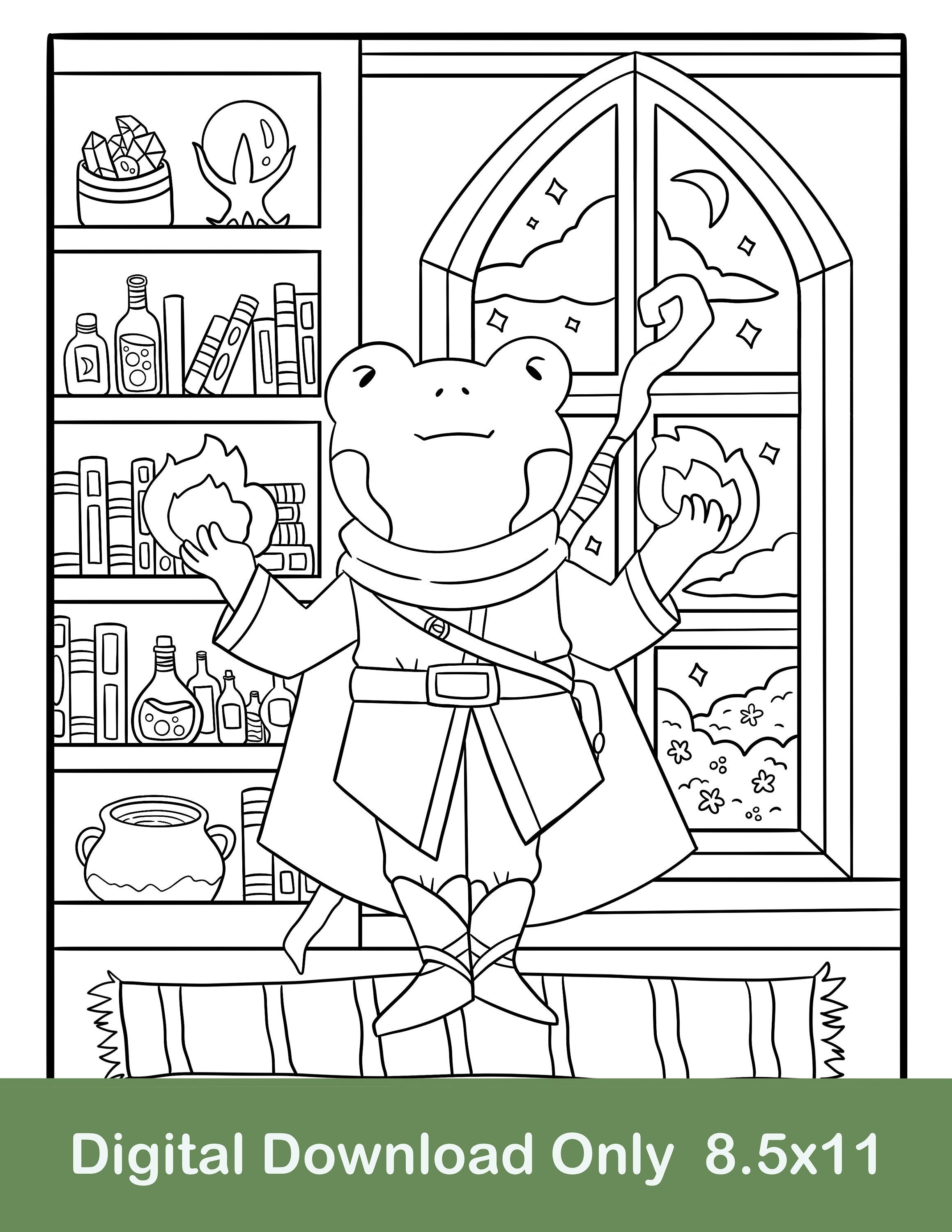 Sorcerer Frog Coloring Page - DND Printable (digital Download) - Etsy