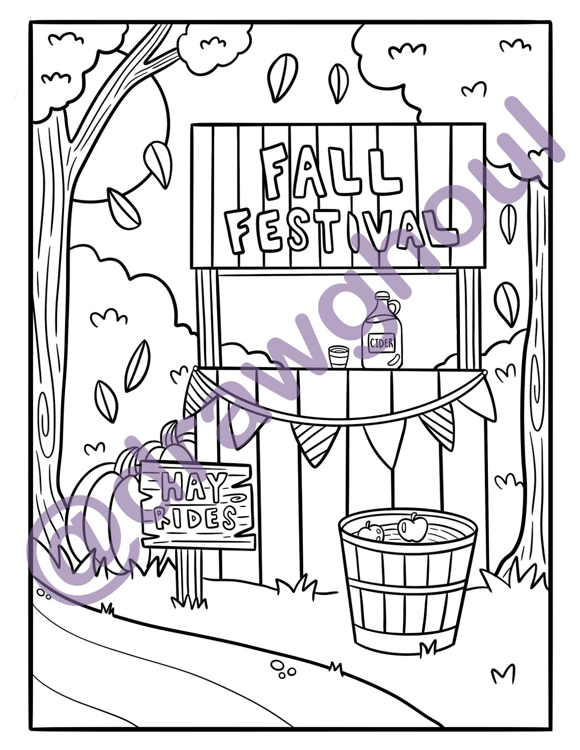Fall Festival Coloring Page Autumn Coloring Page Pumpkin - Etsy