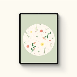 Floral Aesthetic iPad Wallpaper Background - Hand Drawn Illustration, INSTANT DOWNLOAD, iPad Background, iPad Wallpaper, iPad Pro Wallpaper