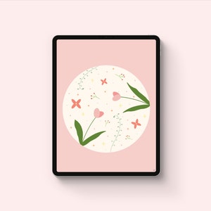 Floral Aesthetic iPad Wallpaper Background - Hand Drawn Illustration, INSTANT DOWNLOAD, iPad Background, iPad Wallpaper, iPad Pro Wallpaper