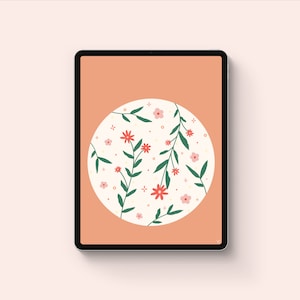 Floral Aesthetic iPad Wallpaper Background - Hand Drawn Illustration, INSTANT DOWNLOAD, iPad Background, iPad Wallpaper, iPad Pro Wallpaper