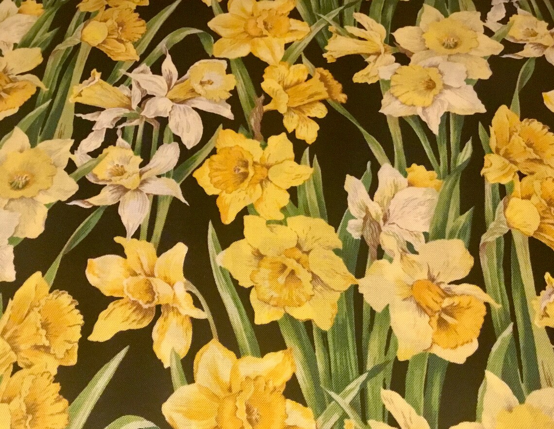 Nutex Daffodils print 100 Cotton Fabric Fat QuarterHalf Etsy.de
