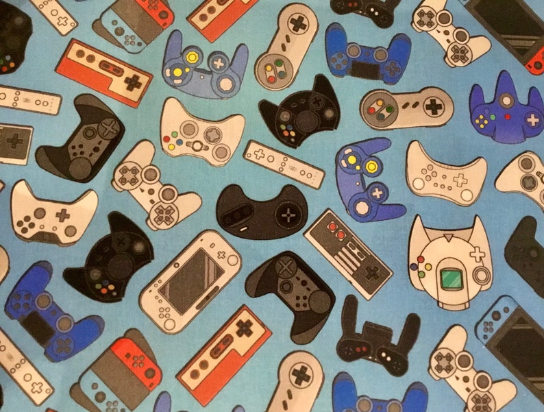 Video Game Controller Handset Gaming Print 100 Cotton Fabric Etsy UK