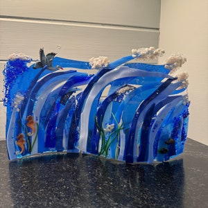ocean wave fused glass